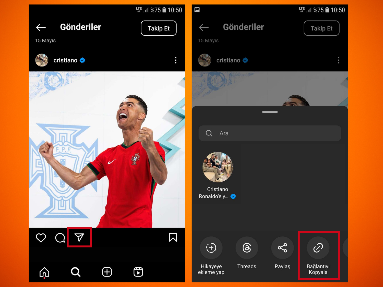 Android Cihazlardan Instagram Bağlantı Kopyalama