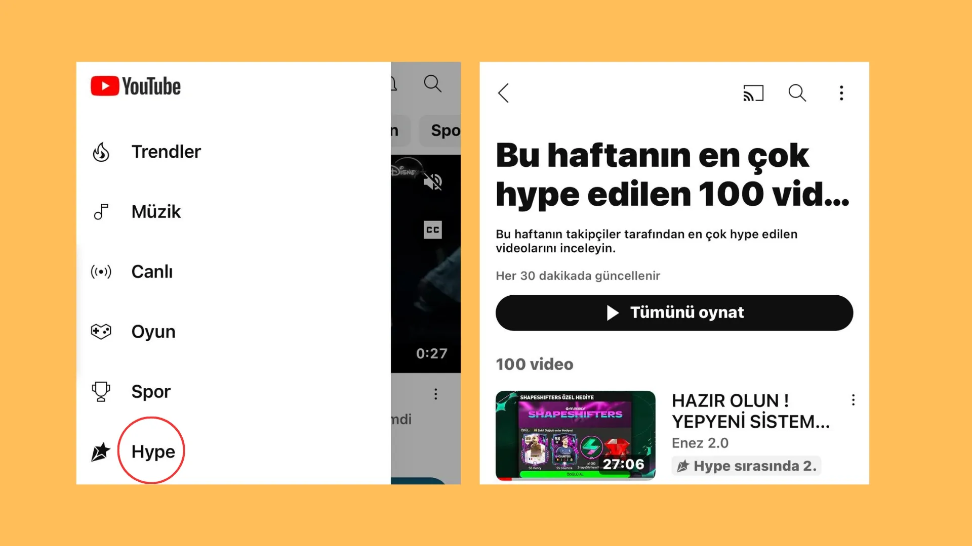 YouTube Hype Özelliği 