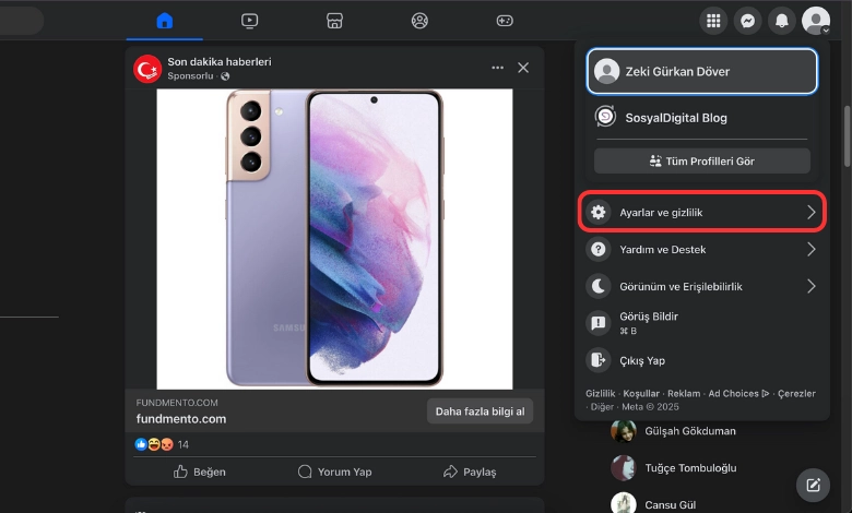 Facebook Arkadaş kapatma