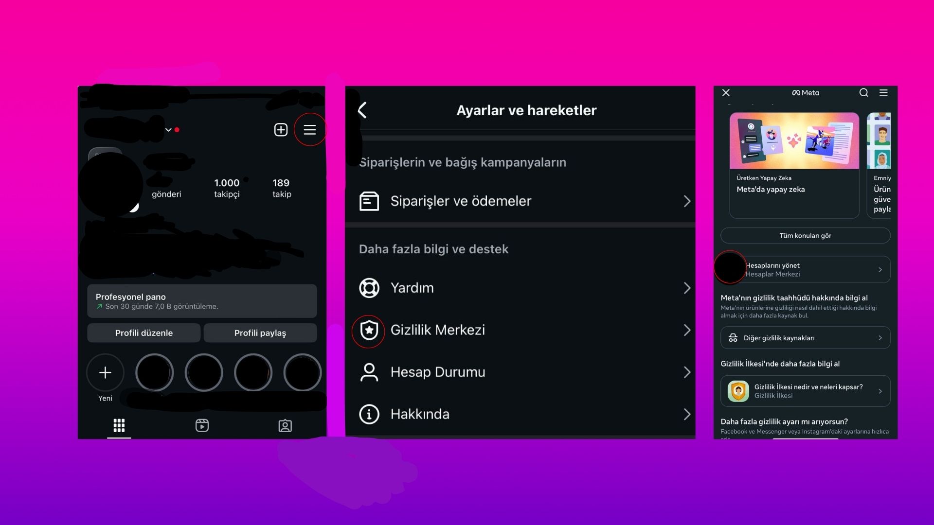 instagram hesap geçmişi silme biyografi