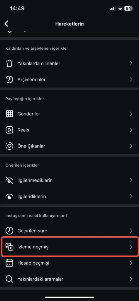 instagram izleme geçmişi görme 2025