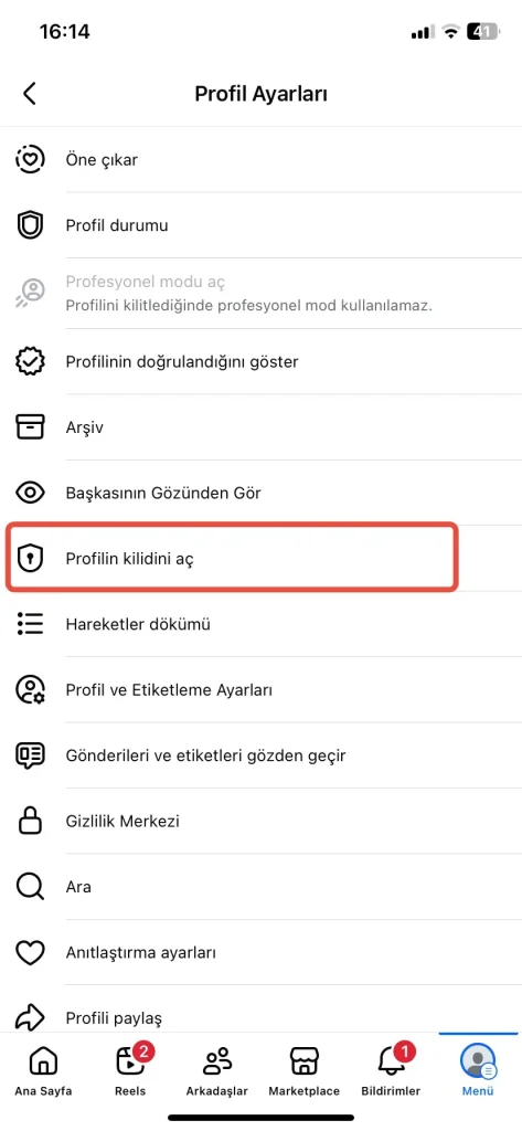 facebook profil kilitleme iphone - android