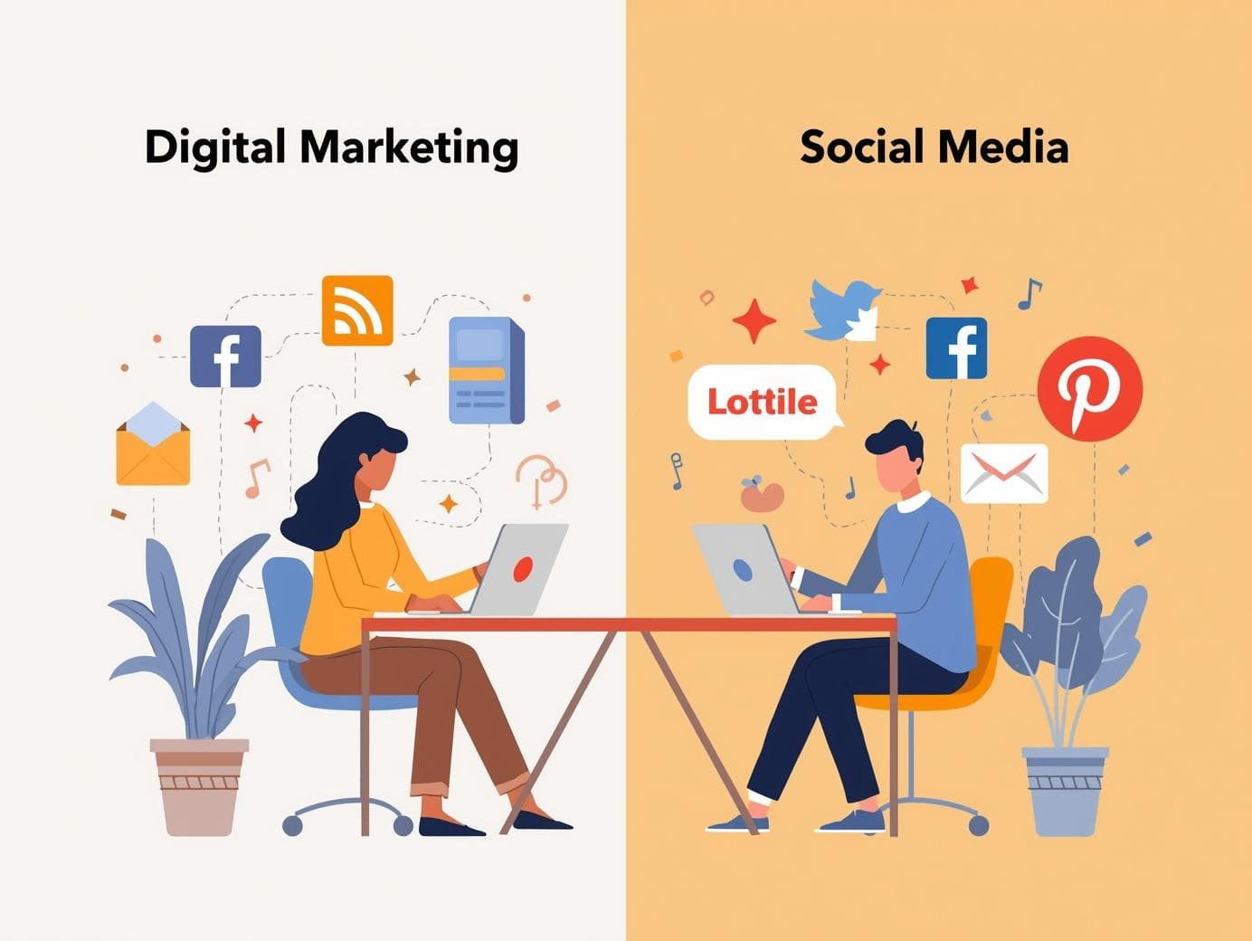 Sosyal medya pazarlama ve dijital pazarlama karşılaştırması